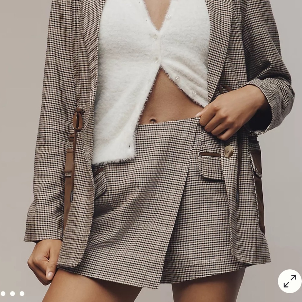 NWT Maeve Anthropologie Menswear Wrap Skort Plaid Brown Size 12 Tailored